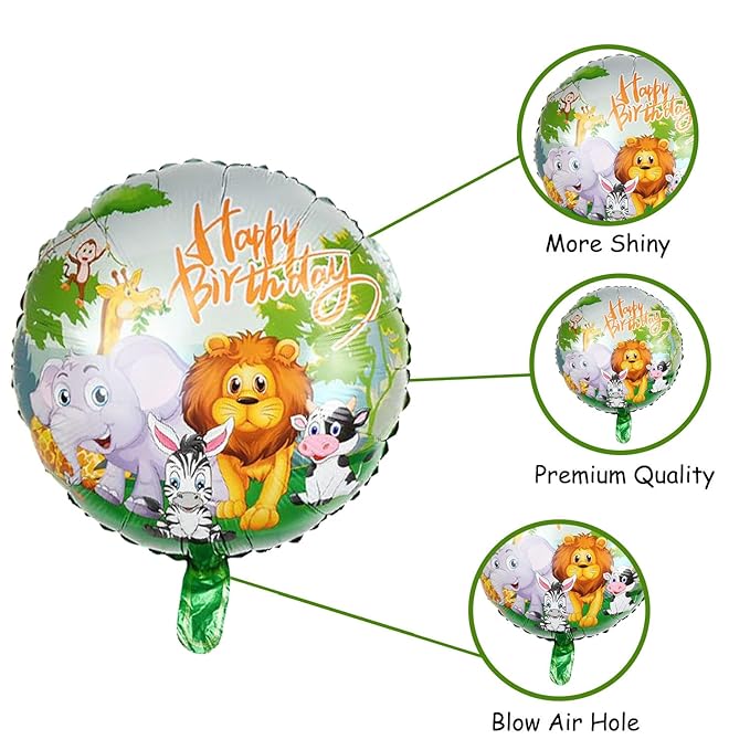 Party Propz Happy Birthday Foil Balloon-Set Of 5 Animal Foil Balloons|Balloon Decoration For Birthday|Cow Foil Balloon|Jungle Theme Balloons For Decoration| Happy Birthday Decoration Kit||Multicolor