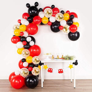 Party Propz Mickey Mouse Birthday Decoration Balloon Garland Kit Set - 65Pcs For Balloon Set for Birthday Decoration - Red and Black Balloons for Decoration, Mickey Mouse Theme Birthday Decoration