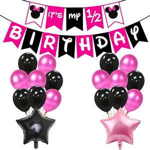 Party Propz Half Birthday Decorations for Baby Girl Combo - 28Pcs Items Set for 6 Months Birthday Decorations for Girl - 1/2 Birthday Decorations for Girls - Half Bday Banner, Balloons