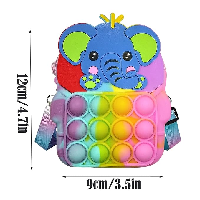 Party Propz Pop It Bag for Girls - Rainbow Elephant Pop It Pouch | Sensory Silicone Popit Bag for Girls, Women, Kids | Return Gift for Kids | Popit Pouch | Fidget Toys for Anxiety Stress Relief