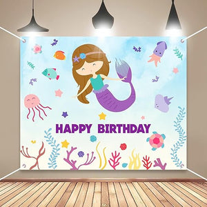 Party Propz Mermaid Decoration For Birthday - Mermaid Background Banner (Vinyl) For Birthday | Mermaid Theme Birthday Decorations | Under The Sea Theme Decoration | Mermaid Birthday Banner (Vinyl)