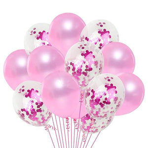 Party Propz Confetti Balloons - 18 Pcs Confetti Balloons | Party Balloons for Decoration | Pink Birthday Decoration Balloons | Helium Balloons for Birthday Decoration | Latex Balloons | Pink Balloons