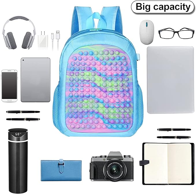 Party Propz Pop It School Bag for Girls - 17 Liters Pop It School Bag for Kids | Pop It School Bags for Boys | Bags for Kids | Rainbow Bags for Girls | Backpack for Kids | School Bags for Boys Kids