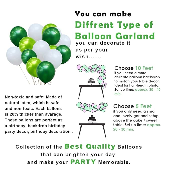 Party Propz Green Balloon Decoration Combo - Pack of 50 Green Balloons (Rubber)