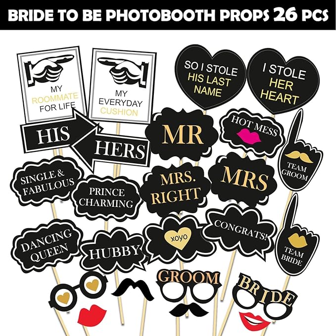 Party Propz Photobooth Bachelor Photo Props (Multicolor)-Pack Of 26 Photo Booth Props For Bridal Shower|Photoshoot Props For Wedding|Bachelor Photobooth|Wedding Photobooth,Bachelor Party Props