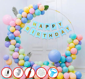 Party Propz Foil Pastel Balloons For Birthday Decorations Set-Balloon Decoration For Birthday/Happy Birthday Decoration Set For Boy/Rainbow Theme Birthday Party Supplies-Balloon Arch Kit-56Pcs