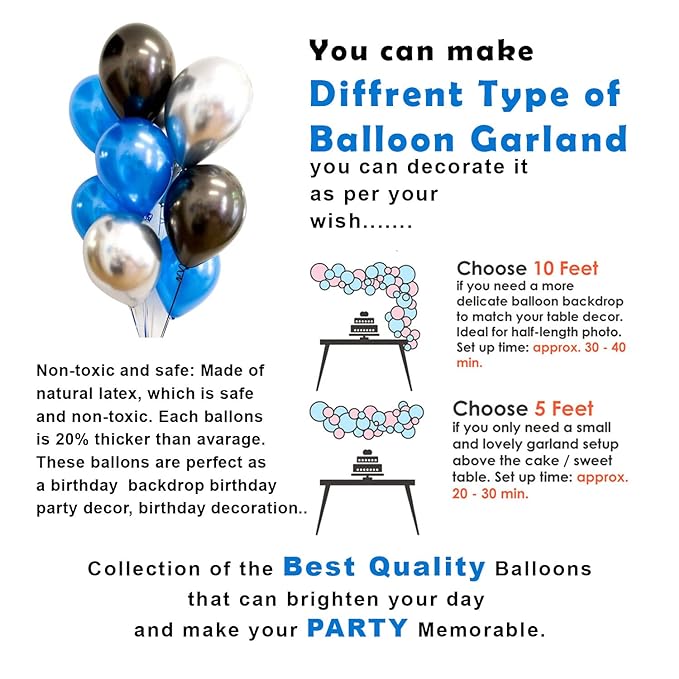 Party Propz Birthday Decoration Items-31 Pcs,Birthday Decoration Items For Boy,Husband|Happy Birthday Decoration|Blue,Silver Balloons For Birthday Decoration|Foil,Metallic Balloons For Decoration