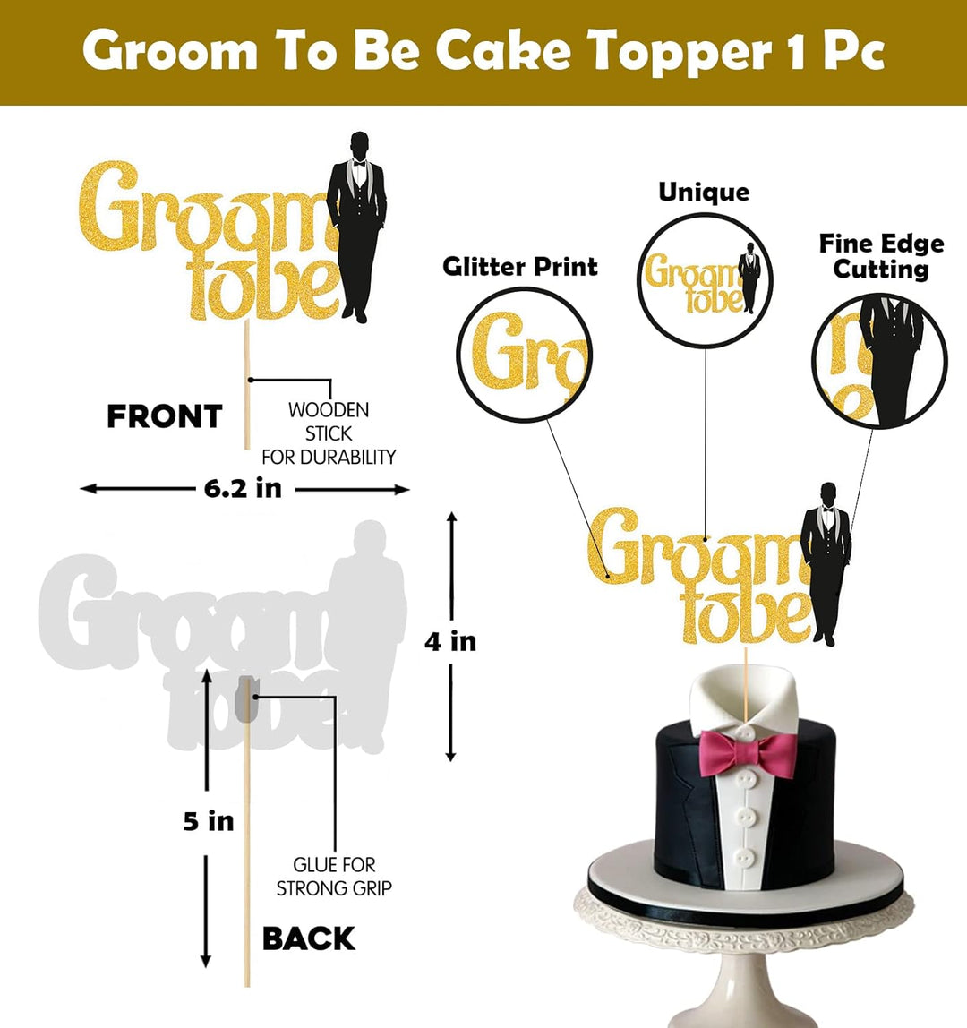 Party Propz Groom to Be Decoration Set - 48Pcs Groom to Be Banner with Cake Topper | Foil Curtains | Black and Gold Metallic Balloons for Bachelorette Party Decorations | Groom to be decoration Items