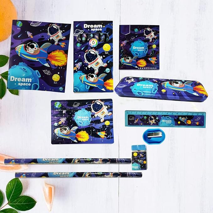 Party Propz Space Stationary Kit for Boys - 10 in 1 Astronaut Stationary Kit for Kids | Return Gifts for Kids | Stationery Items for Boys | Pencil Eraser Sharpener Combo Pack | School Kit for Boys