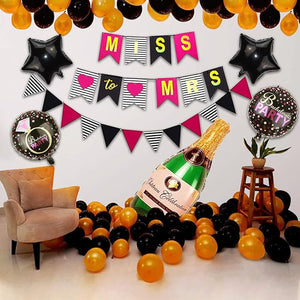 Party Propz Bride to Be Decoration Set Combo -47Pcs Bridal Shower Decorations Kit | Miss to Mrs Decoration Set | Gold Black Balloons for Decoration | Foil Balloon with Miss to Mrs Banner (cardstock)