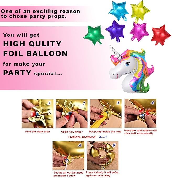 Party Propz Unicorn Theme Latex Birthday Decorations Items Multicolor Combo Set 51Pcs Kit For Happy Birthday Decoration Kit For Girls Unicorn Birthday Decorations Baby Birthday Decoration Items