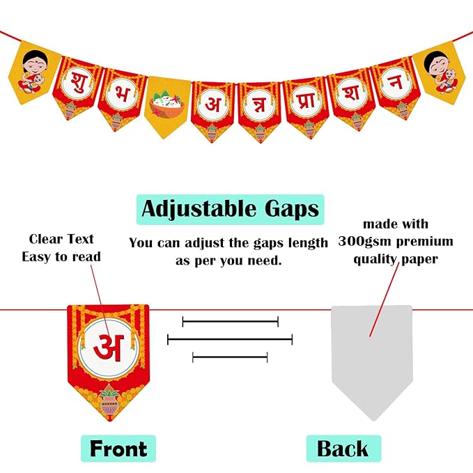 Party Propz Baby Rice Ceremony Decorations Items - Shubh Annaprashan Banner | Annaprashan Decoration Items | Rice Ceremony Banner | Annaprashan Decoration Backdrop | Rice Feeding Ceremony (Cardstock)