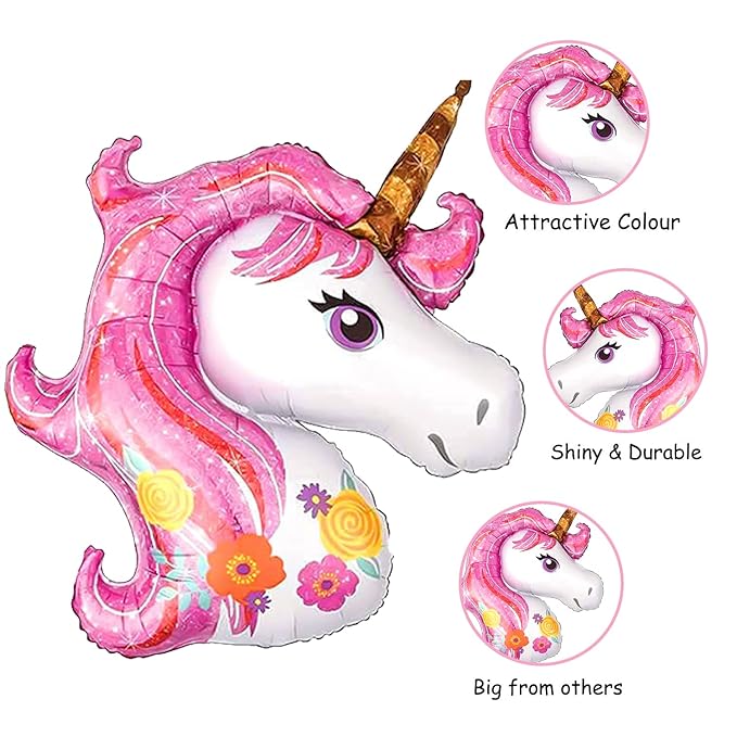 Party Propz Unicorn Theme Birthday Decorations Items Combo Set 16Pcs-2nd Birthday Party Decorations for Girls, material foil, latex(pink)