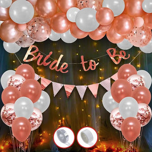 Party Propz Rose Gold Bride To Be Decoration - Pack of 48 Pcs | Bride To Be Balloons | Bride To Be Decoration Set | Rose Gold Bride To Be Decoration Set Combo | Bridal Shower Decorations Kit