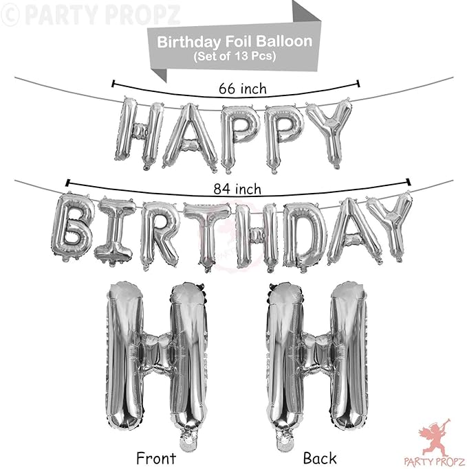 Party Propz Happy Birthday Decoration Kit 32Pcs Set for Husband Boys Kids Decorations Items Combo with Helium Letters Foil Balloon Banner (cardstock); Latex Metallic Balloons Decor