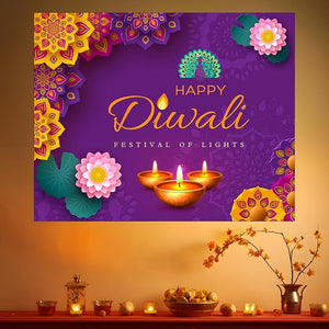 Party Propz Diwali Backdrop for Decoration - Deepawali Backdrop for Decoration (4x5 Ft) | Diwali Decoration Items | Diwali Background Decoration | Happy Diwali Banner | Happy Deepawali Backdrop