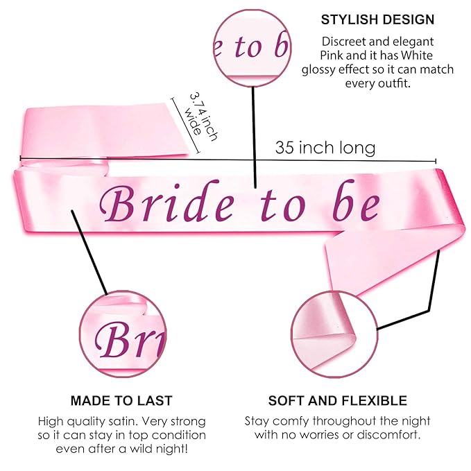 Party Propz Bride To Be Decoration Set Combo - 24 Pcs Bachelorette Party Decorations | Bridal Shower Decorations Kit | Bride To Be Props For Bachelorette Party | Bride To Be Sash | Bride To Be Banner