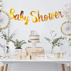 Party Propz Golden Baby Shower Banner (cardstock) - 1pc For Baby Shower Decorations | Baby Shower Decoration Items | Welcome Baby Decoration | Welcome Home Decoration | Baby Shower Props