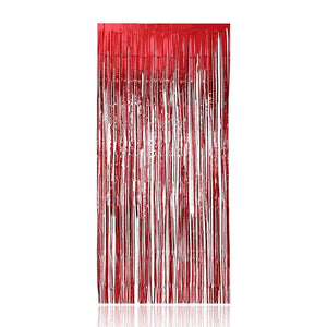 Party Propz 3 ft X 6 ft 10 inches Red Metallic Tinsel Foil Fringe Curtains for Birthday Wedding Engagement Bridal Shower Baby Shower Bachelorette Holiday Celebration Party Decorations (Set of 1)