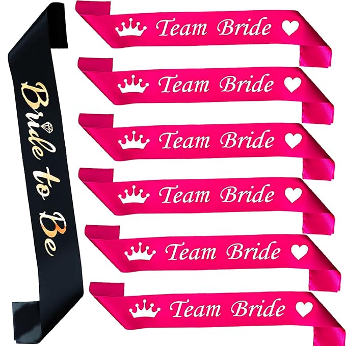 Party Propz Bride To Be Sash - 7 Pcs Set | Bride To Be Decoration Set Combo | Satin Sash | Bridal Shower Decorations Kit | Spinster Party Decorations For Women | Bride To Be Sash Bachelorette Party