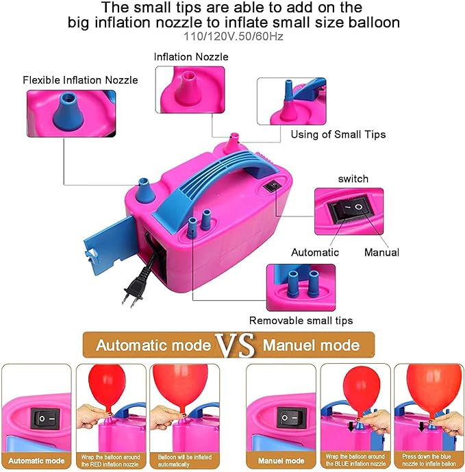 Party Propz Electric Balloon Pump Machine- Huge Combo of 103 Pcs, Air Pump for Balloon | Air Balloon Pump with Curling Ribbon | Balloon Machine Air Pump | Birthday Decoration Kit | Balloon Inflator Pump