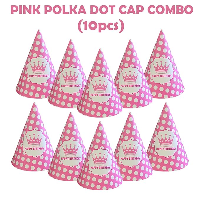 Party Propz Happy Birthday Cap for Girls - 10Pcs Birthday Caps for Birthday Or Birthday Caps for Kids/Pink Colour Happy Birthday Cap for Girls Or Birthday Hats for Birthday Stylish