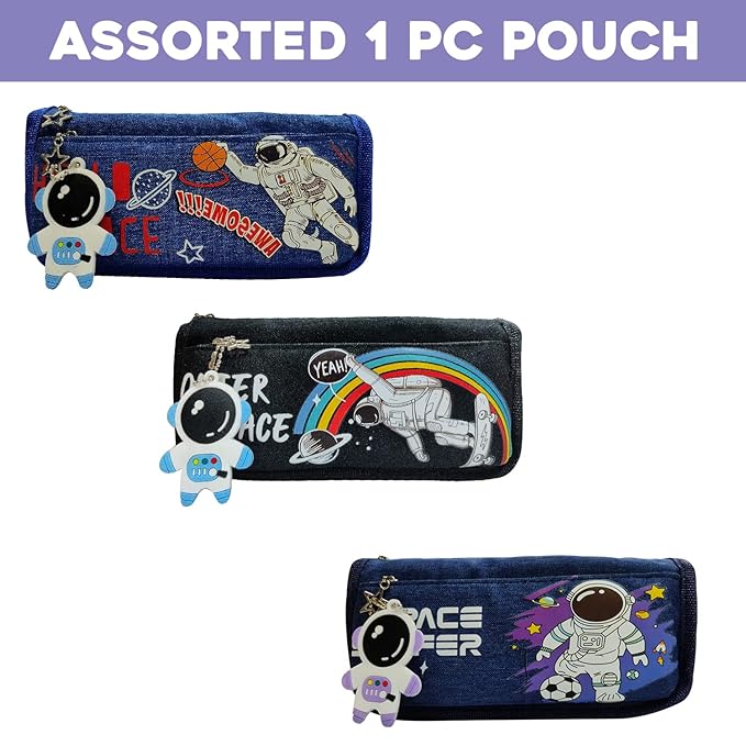 Party Propz Pencil Pouch for Boys - Space Theme Pencil Pouches for Stationary | Aesthetic Pencil Case for College Students | School Pouch for Boys Stylish | Cute Pen Pouch for Boys Korean Bag