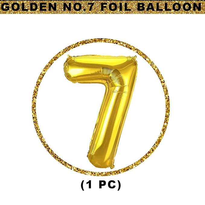 Party Propz Number 7 Foil Balloon - 32 Inch gold Foil Balloon for Birthday Decoration items | Anniversary Decoration items | Balloon Decoration | Number Balloons for Party