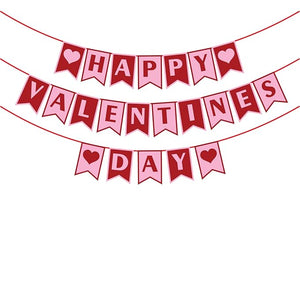 Party Propz Happy Valentine's Day Banner With Valentine Day Heart Banner for Valentines Day Decoration Wall/Window and Door (Red)