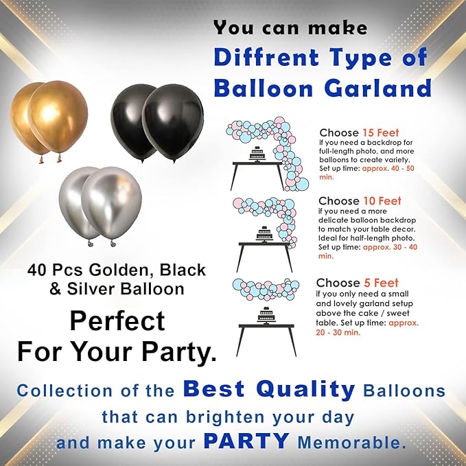 Party Propz Golden 18th Birthday Decoration Kit - 50Pcs Combo Kit Golden Foil Balloons with Happy Bday Foil Banner (cardstock), Silver Star & Heart Foil Balloons for Boys, Girls, Husband, Wife