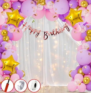 Party Propz Purple Birthday decoration items - 58Pcs, Purple Balloons for Birthday Decoration | Birthday Decoration for Girls | Purple Theme Decor Items Set | With Star Foil Balloons and Balloon Pump