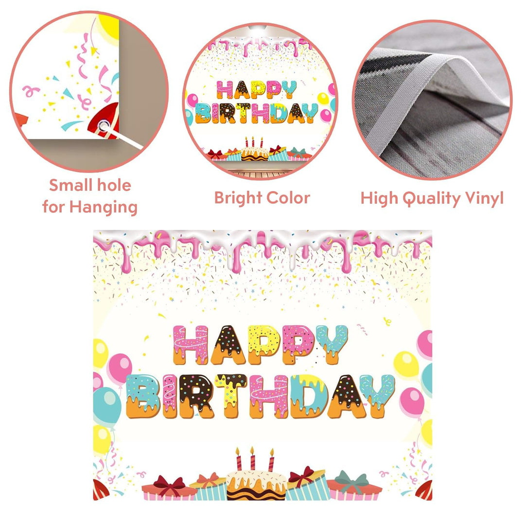 Party Propz Birthday Backdrop for Decoration - Backdrop for Decoration (4x5 Ft, Flex) | Birthday Decoration Items | Backdrop for Birthday Decoration | Happy Birthday Banner for Kids