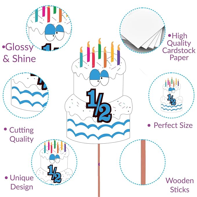 Party Propz Half Birthday Decoration For Baby Boys- 32Pcs Items Set For Half Year Birthday Decorations For Boys - 1/2 Birthday Decorations For Boys- 6 Month Birthday Decorations For Boys