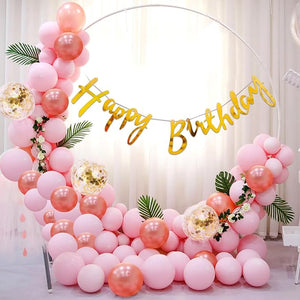 Party Propz Birthday Decoration Items For Girls - 47Pcs Happy Birthday Banner (Cardstock), Chrome Balloons for Birthday Decorations | Pink Birthday Decorations for Kids | Happy Birthday Decoration Kit