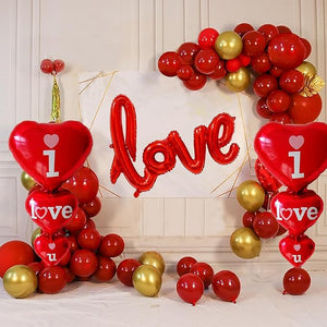 Party Propz Birthday Decoration Items - Huge 44pcs Romantic Decorations For Anniversary | Birthday Decoration For Boyfriend, Girlfriend | I Love You Balloons For Decoration | Just Married Decoration