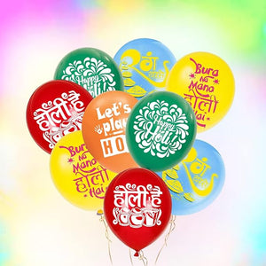 Party Propz Printed Holi Balloons- Colorful 30Pcs Printed Holi Balloon for Decorations | Holi Decorations Items for Home | Printed Balloons for Holi | Holi Decor Items(Rubber, Multi)