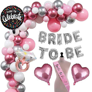 Party Propz Bride To Be Decoration Set Combo - 48Pcs With Silver Bride To Be Foil balloon, Metallic Balloons, Ring Foil Balloon With Sash /Bridal Shower Decorations Items/Bachelorette "