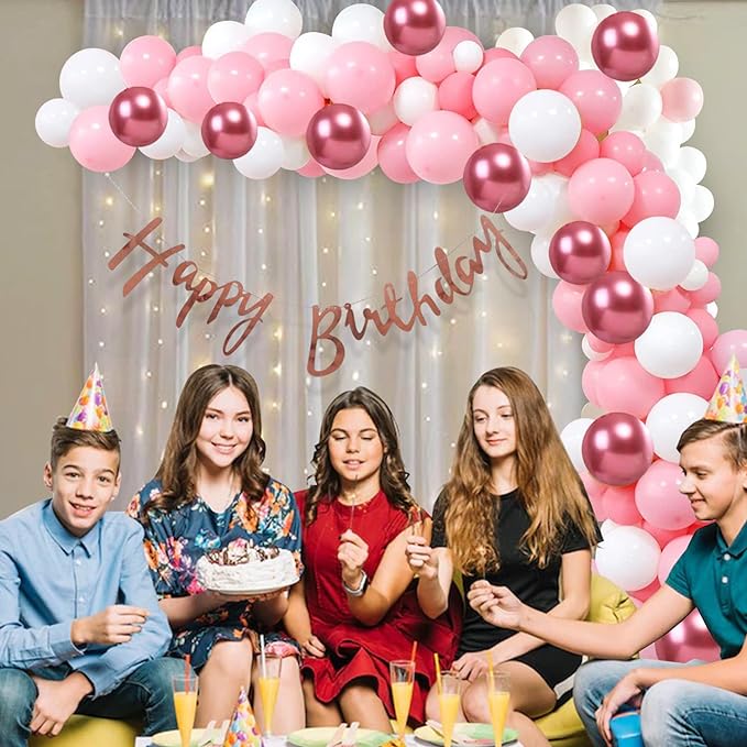 Party Propz Pink Theme Birthday Decorations For Girls - Combo Of 66pcs, Pink Balloons For Birthday Decoration | Birthday Decoration Items For Girl | Pink Balloons | Pink Theme Birthday Decorations