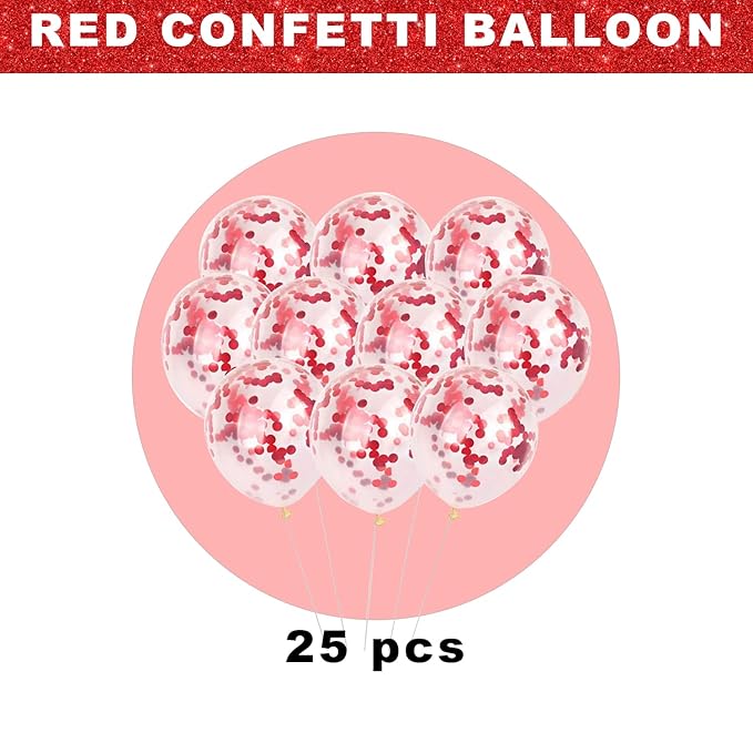 Party Propz Red Confetti Balloons For Decoration - 15Pcs Confetti Balloons Red/Pre Filled Confetti Balloons