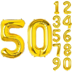 Party Propz Number 50 Foil Balloon - 32 Inch gold Foil Balloon for Birthday Decoration items | Anniversary Decoration items | Balloon Decoration | Number Balloons for Party