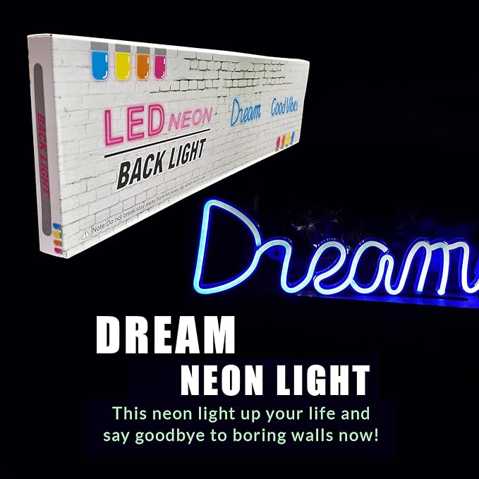 Party Propz Dream Neon Lights Or Neon Sign Lights - Lights for Home Decoration Living Room | Neon Signs Decor For Room Wall | Neon Led Lights Board for Birthday Gift | Dream Lights for Bedroom