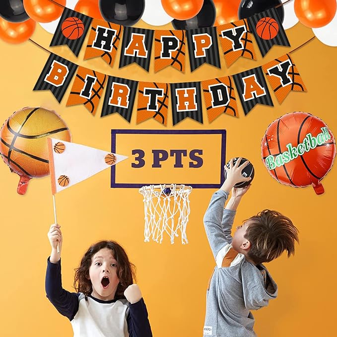 Party Propz Basketball Birthday Decoration Items- 1Pc | Birthday Banner For Boys, Girls | Happy Birthday Banner Basketball | Sports Theme Birthday Decoration | Birthday Decoration Items Red And Black