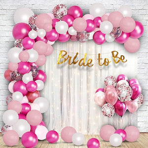 Party Propz Bride to Be Decoration - Pack of 63, Pink Bride to be Balloons | Bachelorette Party Decorations | White Net Curtains | Bride to Be Banner | Pink Balloons For Decoration