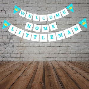 Party Propz Welcome Home Little Man Banner (cardstock) - Welcome Home Banner | Welcome Home Decoration | Welcome Baby | Naming Ceremony | Welcome Home Baby Decoration | Baby Shower Decoration Items