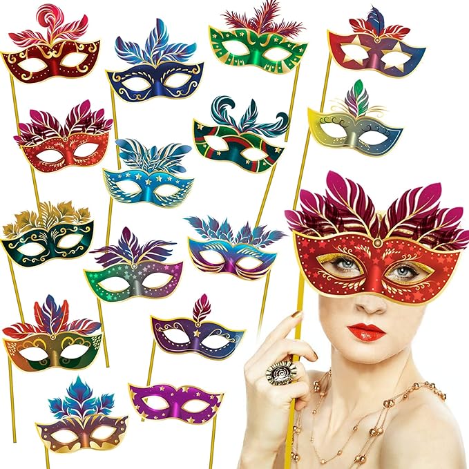 Party Propz Bachelor Party Mask- 16pcs Bachelorette Party Props | Bride To Be Props | Bridal Shower Decorations | Bridesmaid Props | Bachelorette Party Decorations, Eye Mask For Party, Masquerade Mask