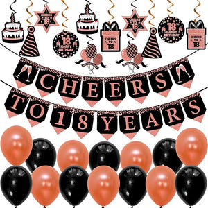 Party Propz 16 Birthday Decoration for Girls - 38 Items Combo Set Black & Rose Gold - Sweet 16 Birthday Decoration / 16 Balloon Number / 16th Birthday Decoration for Girls/16 Number Balloon