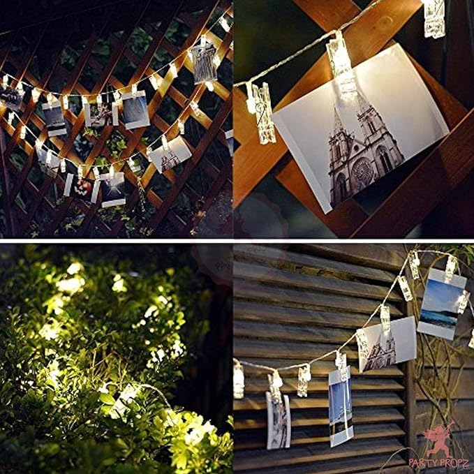 Party Propz Clip Lights for Photos- Set of 10 Lights for Home Decoration | New Year Decorations Lights | Clip Led String Light | Led Clip Lights for Photo Hanging | Lights for Bedroom Decorations