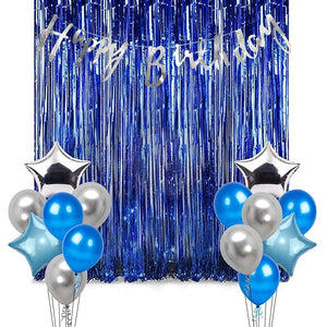 Party Propz 17Pcs Blue And Silver Birthday Decoration Materails For Birthday Balloons For Decorations, Party Supplies For Boys,Girls,Husband,Wife,Adults