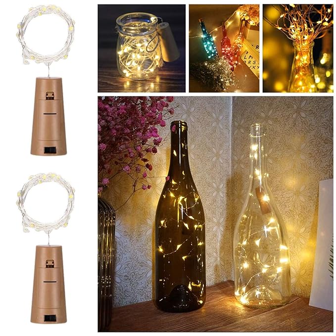 Party Propz Bottle Lights for Decoration - 2 Pcs Cork Lights for Bedroom Decoration | Bottle LED Lights | Lights for Home Decoration | Wedding Decoration Items for Home