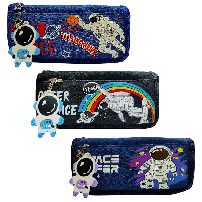 Party Propz Pencil Pouch for Boys - Space Theme Pencil Pouches for Stationary | Aesthetic Pencil Case for College Students | School Pouch for Boys Stylish | Cute Pen Pouch for Boys Korean Bag